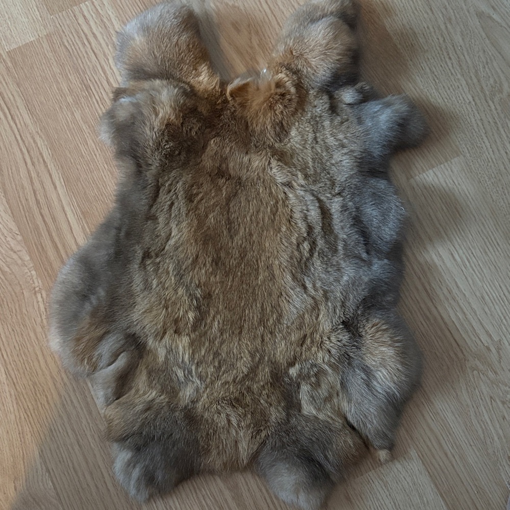 #0103 Brown Gray Rabbit Fur Pelt Craft Supply